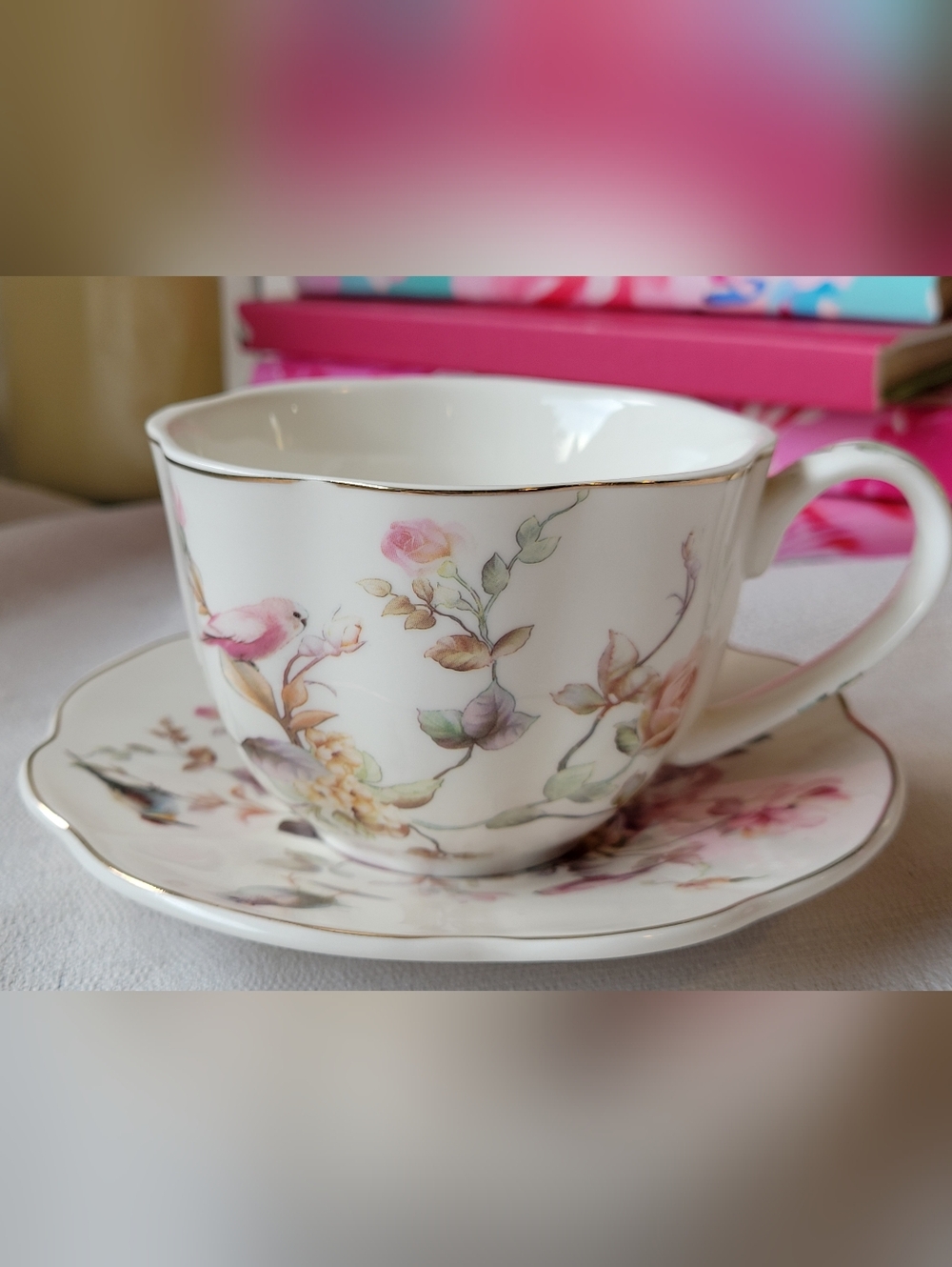 Grace Teaware Floral Porcelain Teacup & Saucer